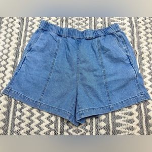 MADEWELL DENIM EASY PULL-ON SHORTS IN RATHMORE WASH SIZE MEDIUM